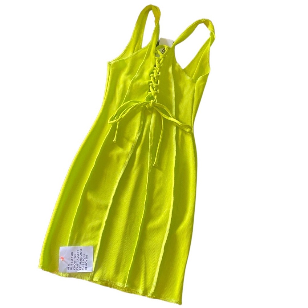 asos lime green bodycon midi dress chest tie sz 4